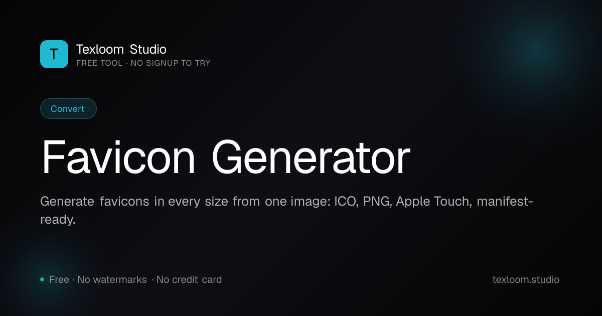 Free Favicon Generator — Every Size + Manifest, One ZIP